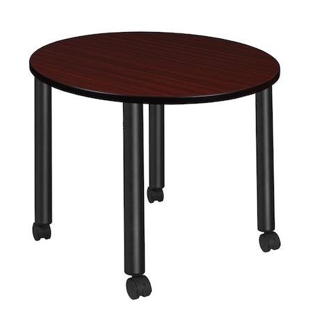 Regency Kee Mobile Tables, 42 W, 42 L, 29 H, Wood, Metal Top, Mahogany TBMC42RNDMHBK